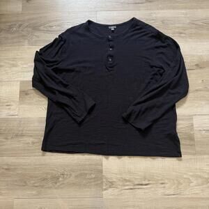Vince Shirt Black Long Sleeve Henley Men's XXL